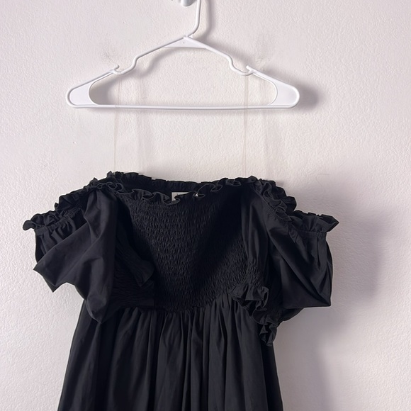 House of CB Silvana Black Puff Sleeves Midi Length SunDress Size Medium - Picture 12 of 14